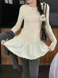 Ballet Lace Under The Long-Sleeved T-Shirt Girl Spring And Autumn New Niche Design Feeling Stacked With A Bottoming Shirt