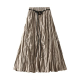High Waist Half-Dress Women's Autumn New Korean Version Of The Design Feel Folded Long Dress Retro Temperament Thin A Word Umbrella Skirt 8822