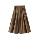 2025 New Tight Waist Folded Skirt Women Summer High Waist Thin A Word Medium Skirt 1016