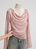 Pink Bow Pure Long-Sleeved T-Shirt Girl 2025 Spring New Collar Sweet Chic Thin Inside Coat