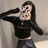 Long-Sleeved Women's Clothing 2026 Spring And Autumn New Design Sense Of Short Hot Girl Tide In Irregular Blouse Girl T-Shirt