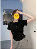 2025 New Three-Dimensional Bows Short-Sleeved Short-Sleeved T-Shirt Design Feels Sweet And Spicy Summer Repair Clothes
