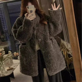 Lazy-Sensitive Lamb Fur Fur In One Environmental Protection Fur Coat Women's Long-Term Autumn And Winter Loose Fur Coat