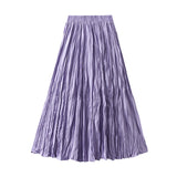 Light Luxury Light Pressure Folded Skirt Women's Spring And Autumn New Station Big Swing Thin Folded A Skirt 0323