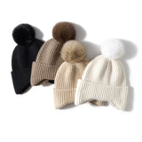 Cashmere 2026 Autumn And Winter New Women's High-End Solid Color Knitting Outdoor Warm Fashion Hairball Leisure Hat