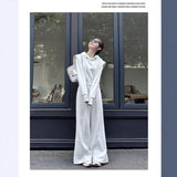 Sportswear Suit Femininity Loose Fake Two-Piece Hoodie Fashion Broad Leg Pants Two Sets 2025 Autumn