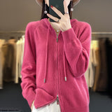 Wool Blended 2026 Autumn And Winter New Women's Short Zipper Open-Shirt Loose Large Knitted Hoodie
