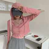 Grey Sunscreen Cardigan Women's Summer 2025 New Small Repair Hooded Jacket Long-Sleeved Short Top Bottom Shirt