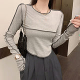 Long-Sleeved Women's Clothing 2026 Spring And Autumn New Design Sense Of Short Hot Girl Tide In Irregular Blouse Girl T-Shirt