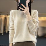 Support Quality Inspection Seamless 100% Pure Wool 2026 Line Ready-On-Line Autumn And Winter New Round Collar Knitted Bottom Sweater