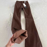 Coffee Color Plus Thicker Micro-Tipped Jeans Women Winter Large Size Fat Mm Elastic Thin Horns Horseshoe Pants