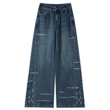 Vintage Ground Water Washing Denim Broad Leg Pants Women 2025 Autumn And Winter High-Waist Loose Thin Straight Trousers