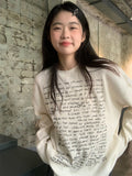 Sweet And Spicy Wind Shoulder Long-Sleeved Letter Printing T-Shirt Girls Spring And Autumn Small Slim Slim Short White Bottom Top