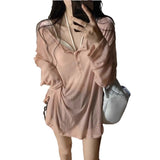 Sweet Jazz Dance Blouse Girl Spring Summer Thin Sun Protection T-Shirt Dancing Dress V Collar Long Sleeve Hooded Shirt Top
