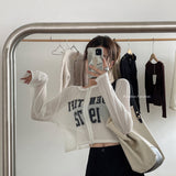 Summer Jazz Sexy Umbilly Short Ice Blouse Dancing Knitted Shirt Striped Long-Sleeved Sunscreen T-Shirt Girl