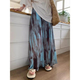 Vintage Tie-Dye Dress Women's Spring And Summer Holiday Wind High Waist Thin A Skirt Hanging Long Skirt Small Big Swing Skirt