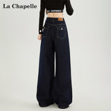 Dark Blue Tanning Straight Jeans Women's Autumn 2025 Trend With New High-Rise Thin Loose Leg Pants