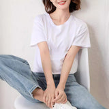 100% Cotton Breathable 2026 Spring And Summer Women's New Loose Round-Neck Short Pair Of Men And Women's Short-Sleeved T-Shirt