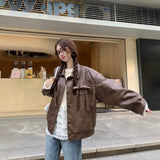 Vintage Bow Leather Coat Female Autumn New Hottie Casual Loose Pu Leather Jacket Temperament Top