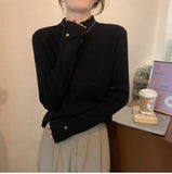 Oatmeal Version Of The Half-High Collar Knitted Jersey Women's Spring And Autumn And Winter 2025 New Sweater To Keep Warm Inside The Bottom Shirt Top