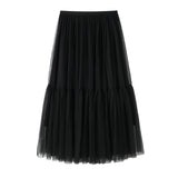 2025 New Medium And Long Punt Skirt Women Spring And Summer High Waist Splicing Hundred Folding Net Yarn Skirt Skirt 8752