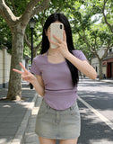 Design Sense Care Machine Hanging Neck With Short T-Shirt Girls Summer Slimming Hottie Shoulder Short Sleeve Top