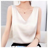 Silk Satin Double-Sedged Women's Vest 2026 Spring And Summer New Self-Repair V-Neck Short Temperament On The Top