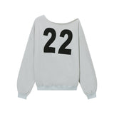 Vintage Letter Printing Edgy Lady Early Autumn Languid Casual Loose Oversize Slanted Shoulder Cover Coat