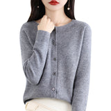 Line Ready-Wear 100% Pure Wool 2026 Autumn And Winter New Women's Short Collar Loose Knitted Cardigan Sweater Jacket