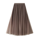 Starry Sky Gradient Yarn Dress 100-Fold Dress Female Net Yarn Skirt 2025 New Ocean Atmosphere Autumn And Winter Big Swing Skirt D1810
