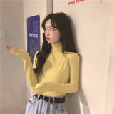 Shirt Women's Clothing Spring 2026 New Half-High Collar Blouse Wearing Thin Slim Girl Long-Sleeved T-Shirt