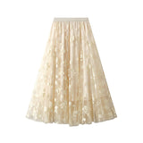 French Temperament Mesh Spliced Velvet Half-Dress Woman 2025 New High-Rise Thin A-Word Skirt 5215