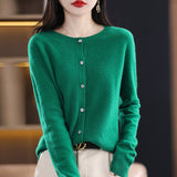 Line Ready-Sheed Seamless 100% Pure Wool 2026 Autumn And Winter New Women's Short Collar Loose Knitted Sweater Coat