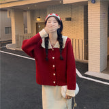 New Year's Christmas Red Sweater Women's Autumn 2026 New Doll-Neck Collidered Jacket Autumn And Winter