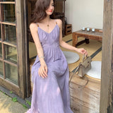 Dopamine Beauty Purple Sling Dress Women Summer 520 Dating Islandside Vacation Waist Beach Skirt