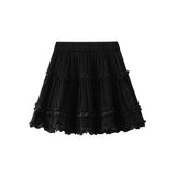 Vintage Curry Wood Ear Cake Half-Dress Woman Autumn High-Rise Shade Sweet Spicy French Punt Skirt 8236