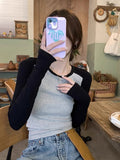 The New Long-Sleeved T-Shirt Girl Spring And Autumn Thin-Skinning Shoulder Slimming Round-Necked Inside The Bottom Shirt Wear