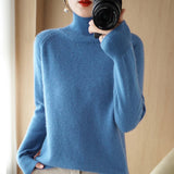 Wool Blended 2026 Autumn And Winter New Women's Loose High-Collar High-Necked Short-Colored Shoulder Thick Sweater Bottom Knitted Shirt