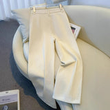 White Cowboy Broad Leg Pants Women's Summer 2025 New High-Rise Loose High-Grade Dredging Light Small Mangy Straight Trousers
