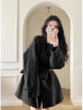 Ki-Colored Hair, The Coat Of Arms, The New Korean Version Of The Women's Autumn And Winter Dress With A Small Medium And Long Hepburn Wind Coat