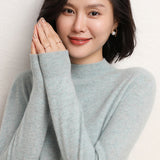 Cashmere 2026 Autumn And Winter New Lady Body Repair Semi-High-Necked Solid-Color Short-Case Knitted Sweater