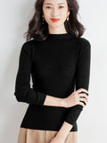Fine-Woven Wool 2026 Autumn And Winter New Lady Body Half-High-Neck Solid Color Jersey Sweater