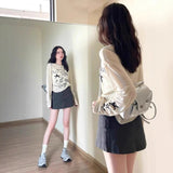 Printed Ice Silk Sun Protection Shirt Long-Sleeved T-Shirt For Girls Summer Design Small Relaxed Air Conditioning Hood Top