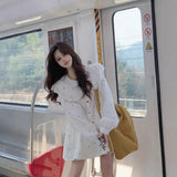 Sweet Doll Dress Cute Design Loose Spring New Age-Down Print Long Sleeves Thin Skirt Dress Dress Dress Woman