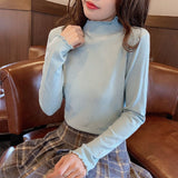 Winter White Wood Ear Half-High Collar In The Bottom Shirt Women 2026 Autumn And Winter New Leisure Blouse