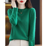 Wool Blending 2026 Autumn And Winter New Women's Loose Round Neck Solid Color Casing Bottom Knitted Bottom Sweater
