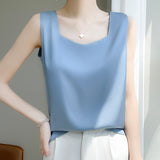 Silk Satin 2026 Spring And Summer Women's New Body-Repair Broadband V-Neck Short Temperament With A Blouse Sling Vest