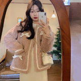 New French Retro Bow Coat In Winter 2025 Women's Age-Reduced Warm Lamb Velvet Thick Coat