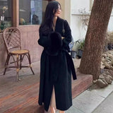 French Temperament Long Coat Women's Autumn And Winter Design Chic Hairy Sleeve Temperament Casual Wind Coat
