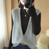 Wool Blending 2026 Autumn And Winter 5 Women's New Short Loose Big V-Neck Solid Color Jacket Outside The Knitting Vest